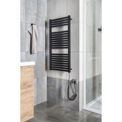 Aqualine - Fürdőszobai elektromos radiátor TONDI-E 300W 97x45 cm matt fekete