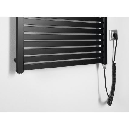 Aqualine - Fürdőszobai elektromos radiátor TONDI-E 400W/230V 97 cm matt fekete egyenes