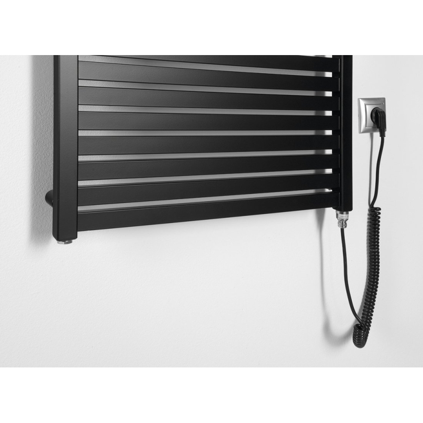 Aqualine - Fürdőszobai elektromos radiátor TONDI-E 400W/230V 97 cm matt fekete egyenes