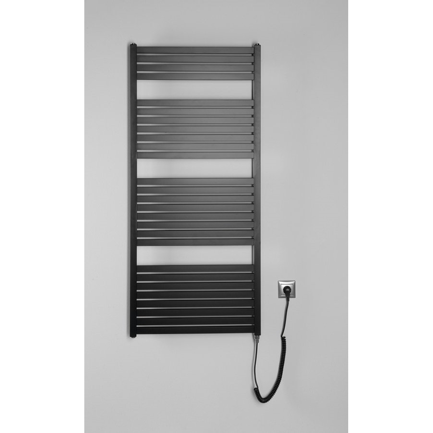 Aqualine - Fürdőszobai elektromos radiátor TONDI-E 600W 133x60 cm matt fekete
