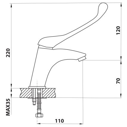 Aqualine - KASIOPEA mosdócsaptelep 22 cm, fényes króm
