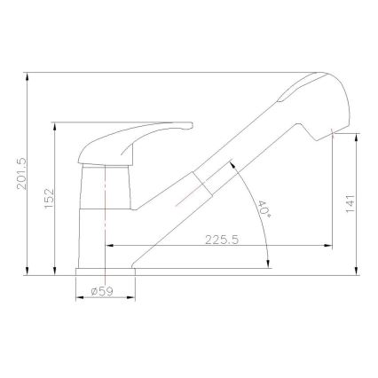 Aqualine - KASIOPEA mosogató csaptelep, 20 cm, fényes króm
