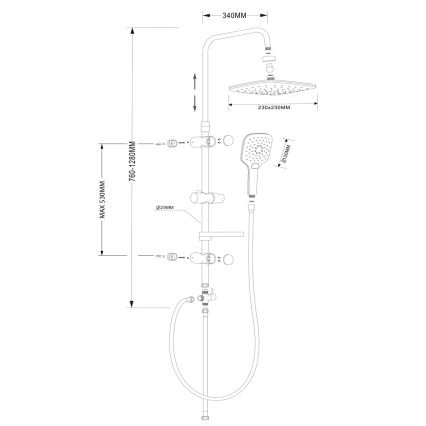 Aqualine - KERA zuhanyszett, fényes króm