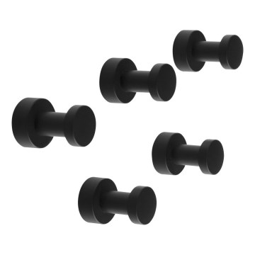 Aqualine - KÉSZLET 5x Fali kampó SAMBA matt fekete