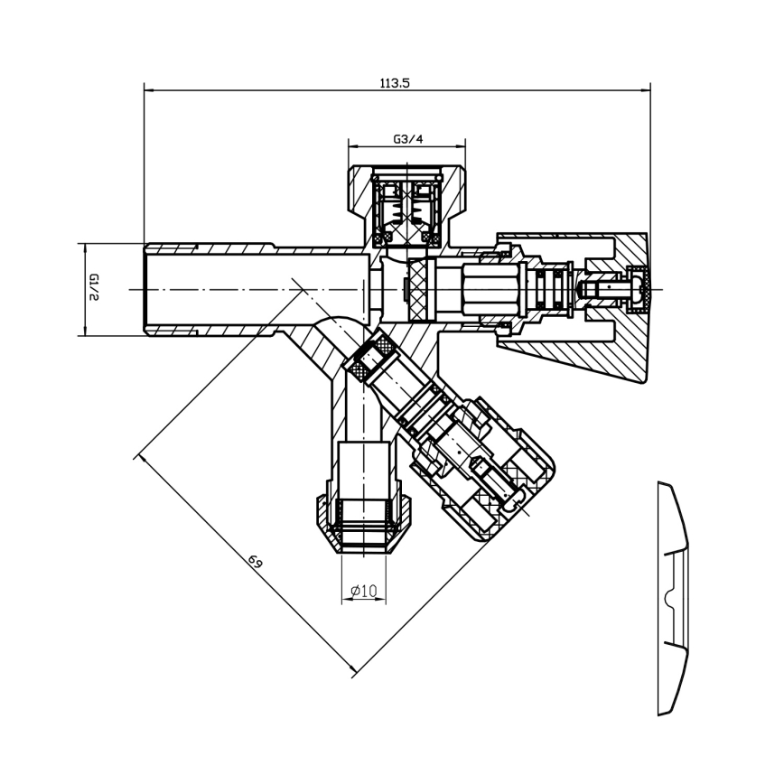 Aqualine - Kombinált szelep, fényes króm
