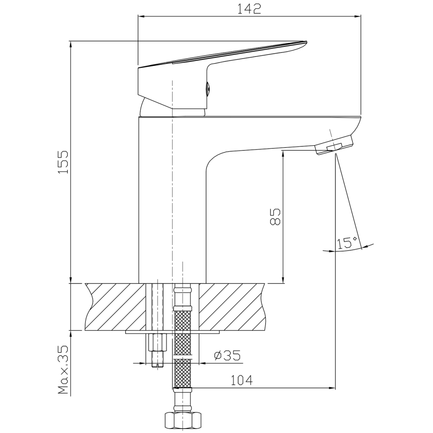 Aqualine - Mosdócsap LOTTA matt fekete