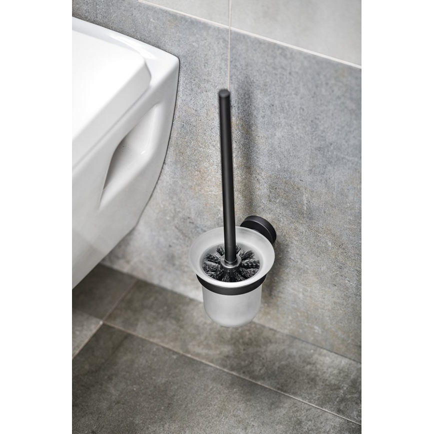 Aqualine - Fali WC kefe SAMBA tejüveg/matt fekete