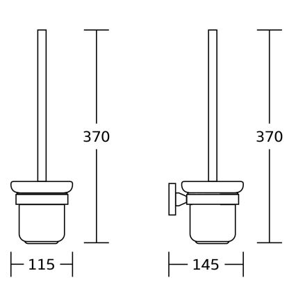 Aqualine - Fali WC kefe SAMBA tejüveg/matt fekete