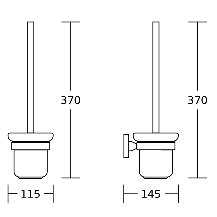 Aqualine - Fali WC kefe SAMBA tejüveg/matt fekete