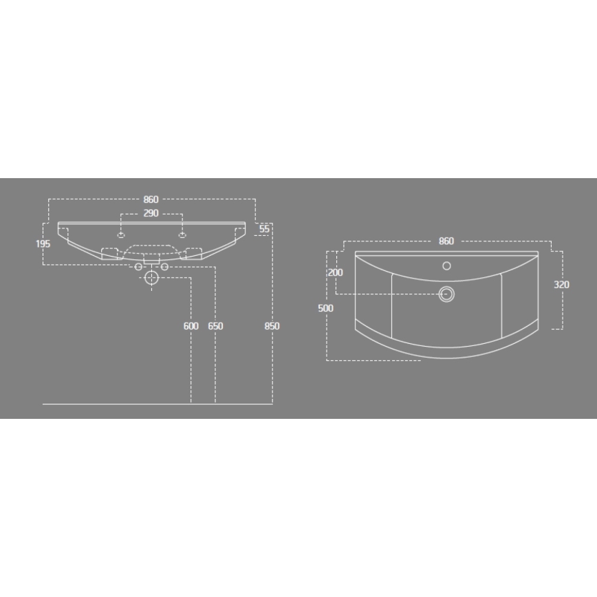 Aqualine - Süllyesztett mosdó ZERO 86x50 cm kerámia/fehér