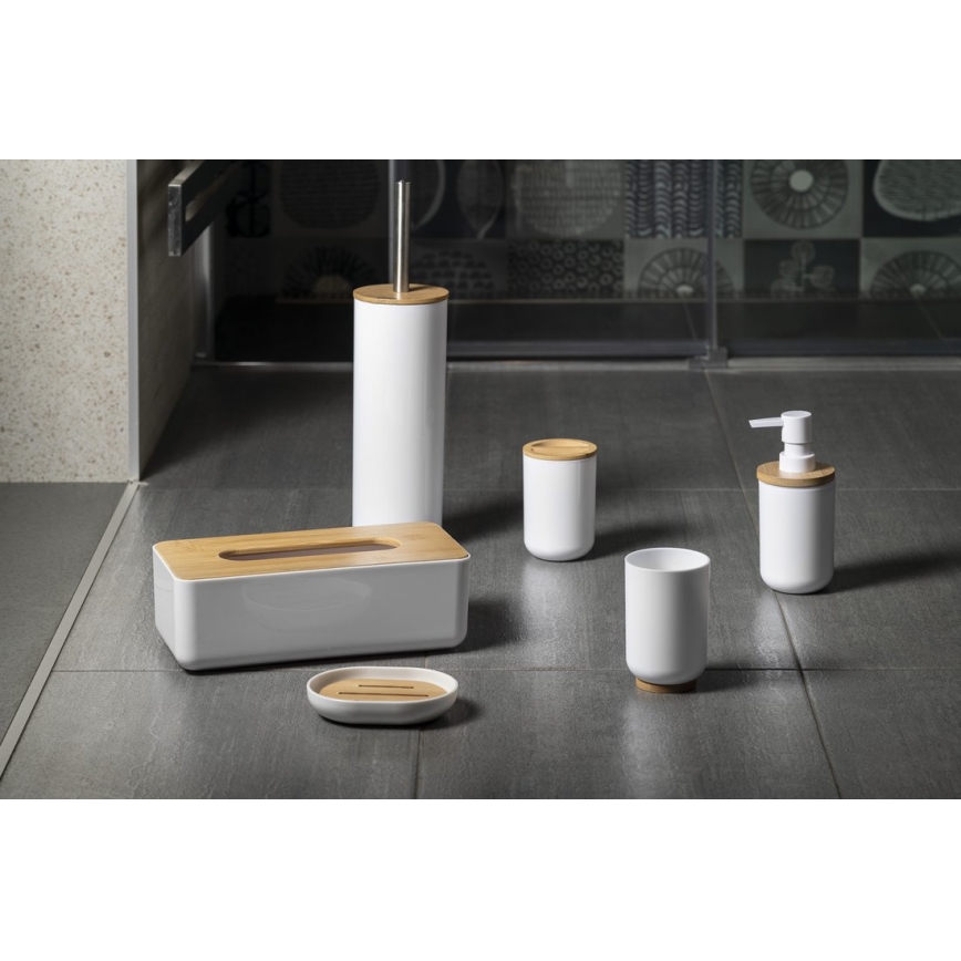 Aqualine - Szappantartó SNOW fehér/bambusz