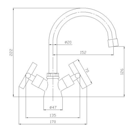 Aqualine - XENIA mosdócsaptelep 22,2 cm, fényes króm