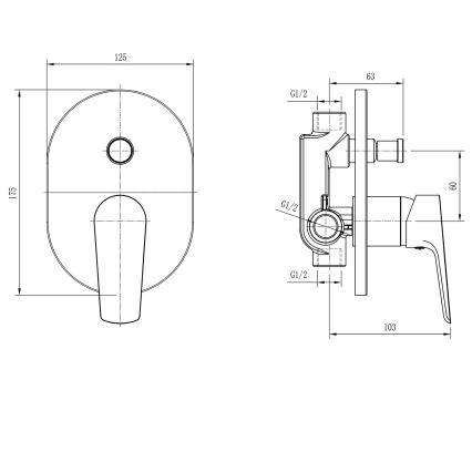 Aqualine - Zuhanycsap rejtett beépítéshez LOTTA matt fekete