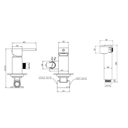 Aqualine - Zuhanyzós bidécsap rejtett beépítéshez fényezett króm