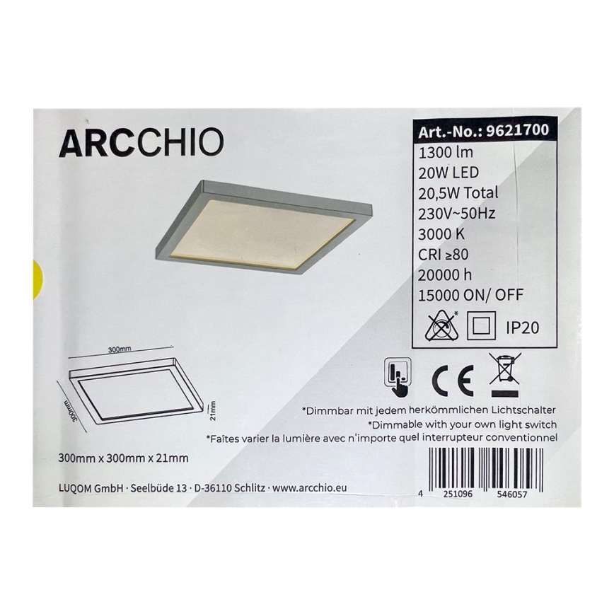 Arcchio - LED Dimmelhető mennyezeti lámpa SOLVIE LED/20W/230V