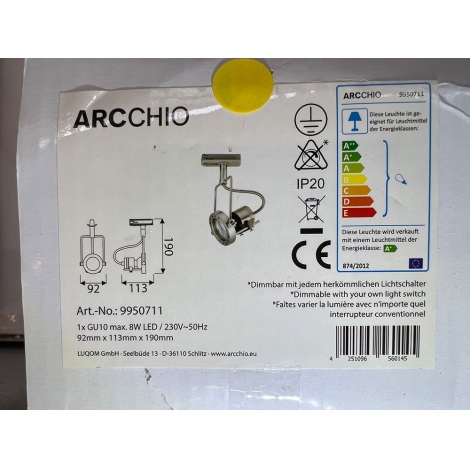 Arcchio - LED Dimmelhető spotlámpa sínrendszerhez ARIKA 1xGU10/5W/230V