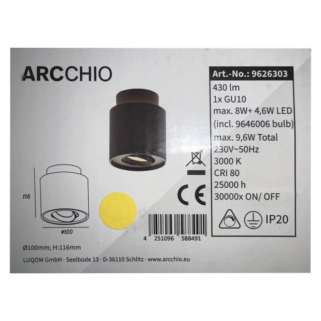 Arcchio - LED Dimmelhető spotlámpa WALISA 1xGU10/8W/230V + LED/4,6W