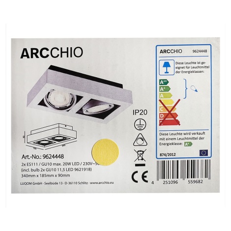 Arcchio - LED Spotlámpa RONKA 2xGU10/11,5WW/230V