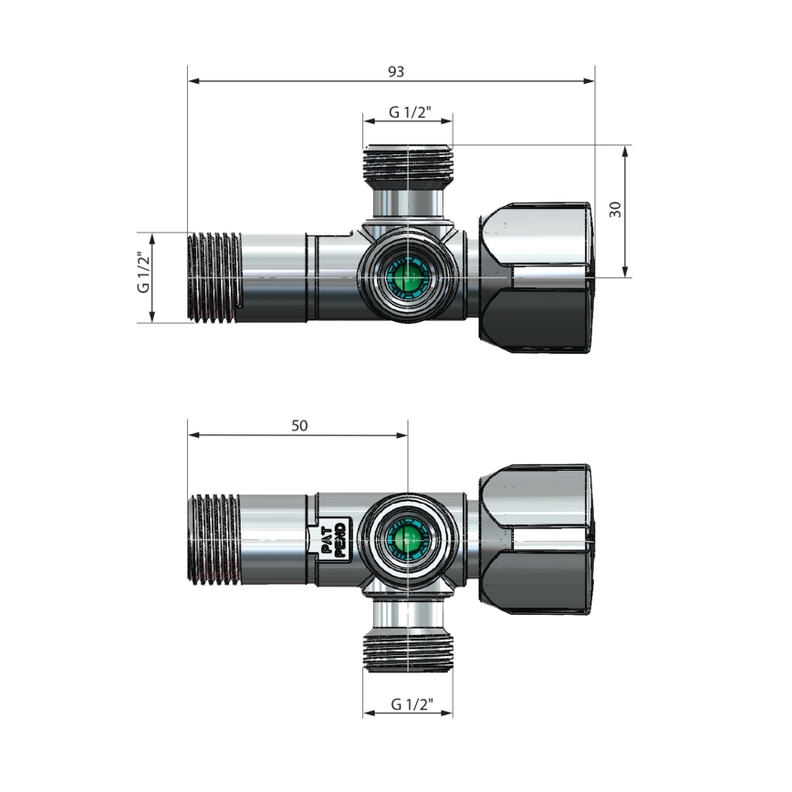 Arco - ARCO sarok kombinált szelep, fényes króm kivitel