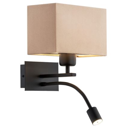 Argon 1043 - LED fali lámpa BILL 1xE27/15W/230V + LED/4,5W bézs/fekete