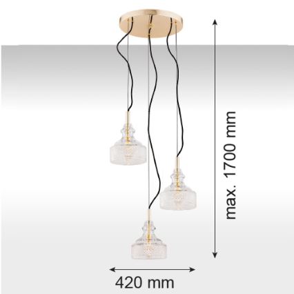 Argon 1462 - Csillár zsinóron CRUZ 3xE14/7W/230V