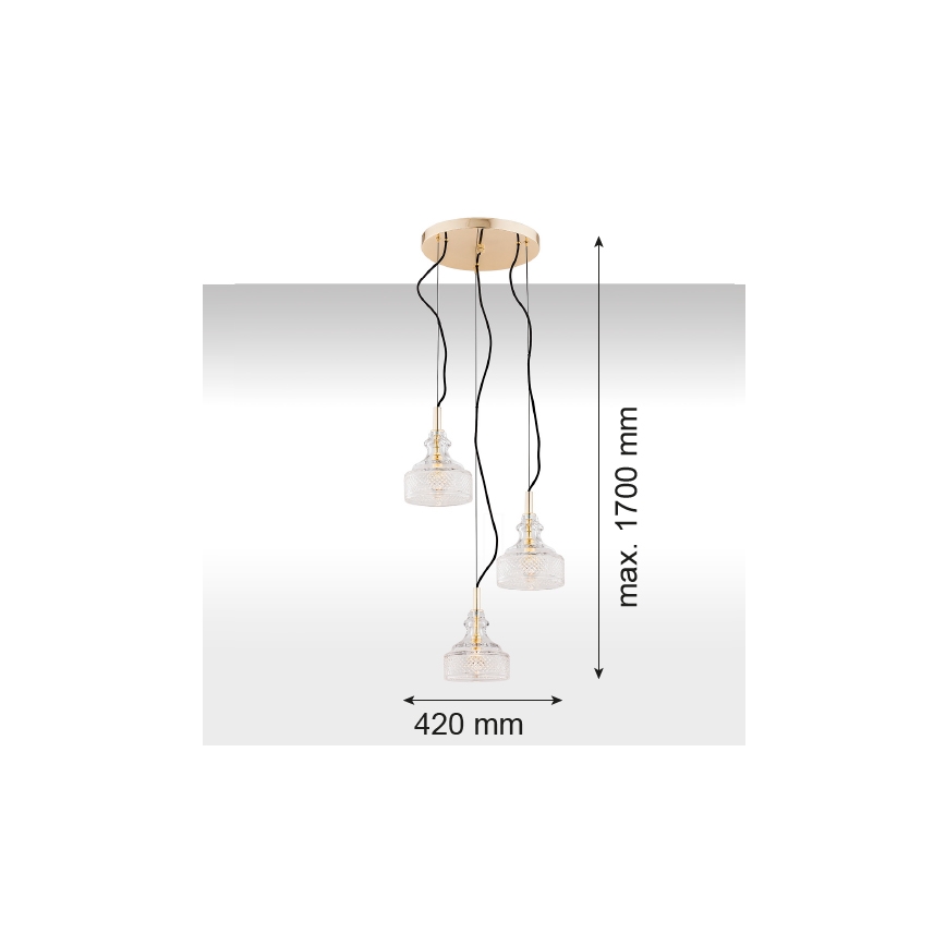 Argon 1462 - Csillár zsinóron CRUZ 3xE14/7W/230V