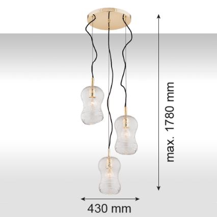 Argon 1464 - Csillár zsinóron CADIZ 3xE27/15W/230V