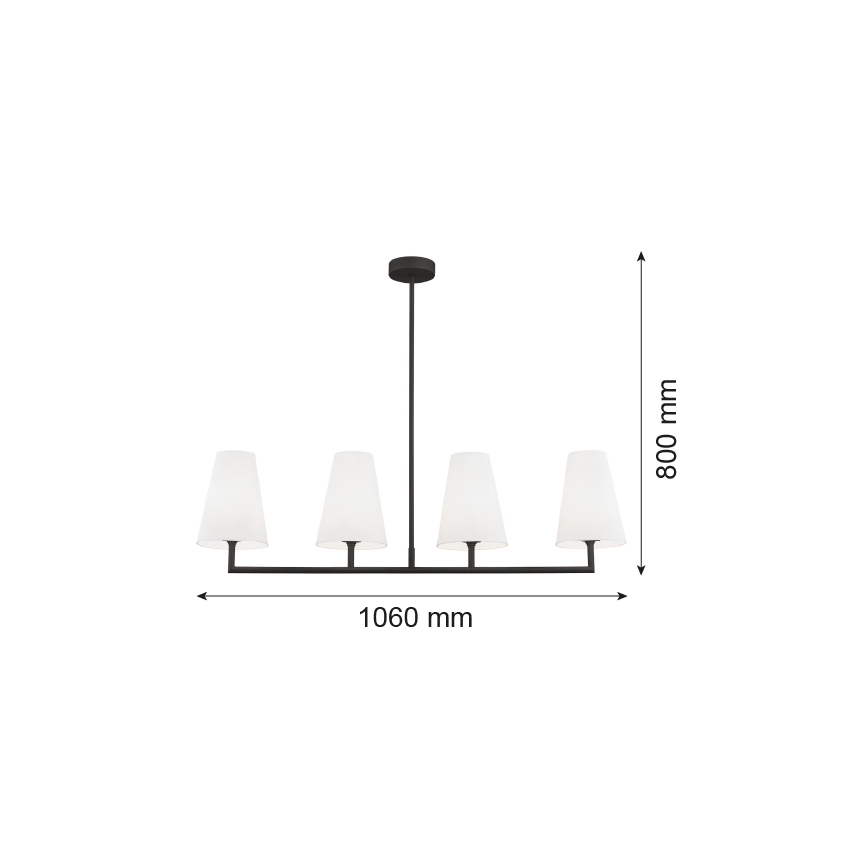 Argon 1831 - Csillár rúdon SAFIANO 4xE27/15W/230V fekete