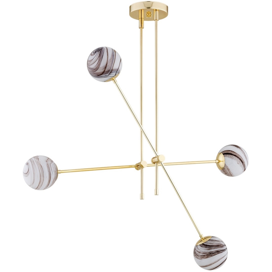 Argon 1840 - Csillár rúdon ABSOS 4xE14/7W/230V alabástrom arany