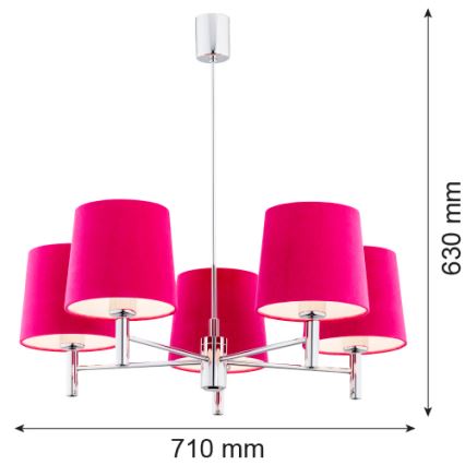 Argon 2075 - BOLZANO rúdra szerelhető csillár 5xE27/15W/230V rózsaszín