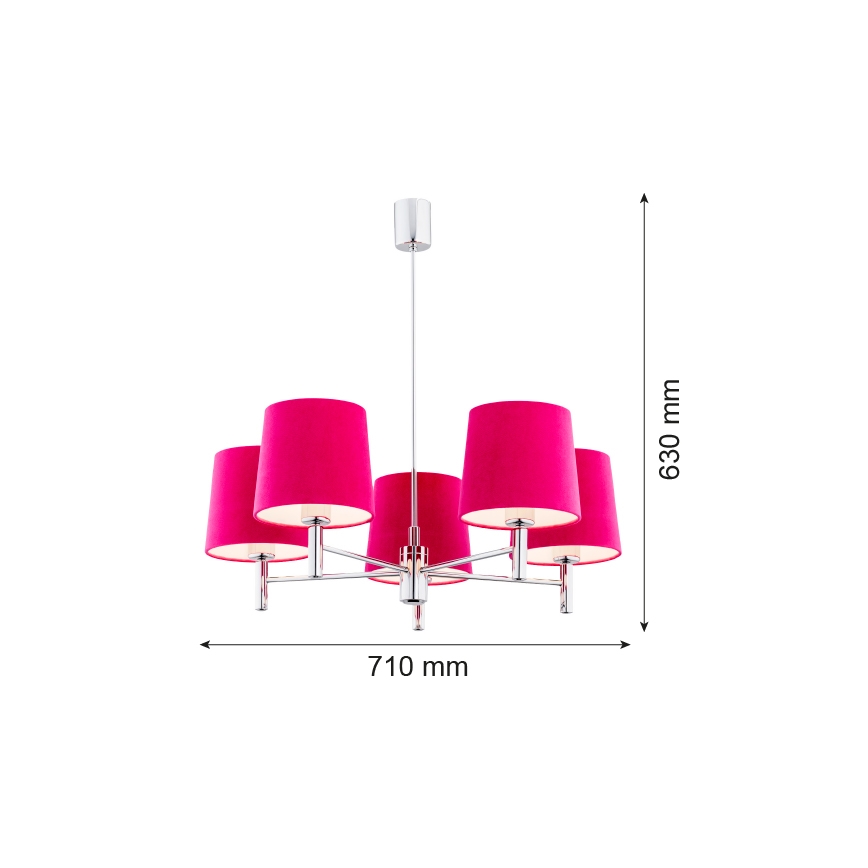 Argon 2075 - BOLZANO rúdra szerelhető csillár 5xE27/15W/230V rózsaszín