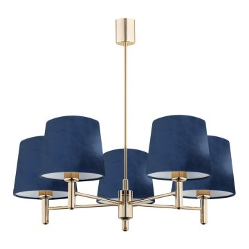 Argon 2086 - Mennyezeti lámpa rúdon PONTE 5xE27/15W/230V réz/kék