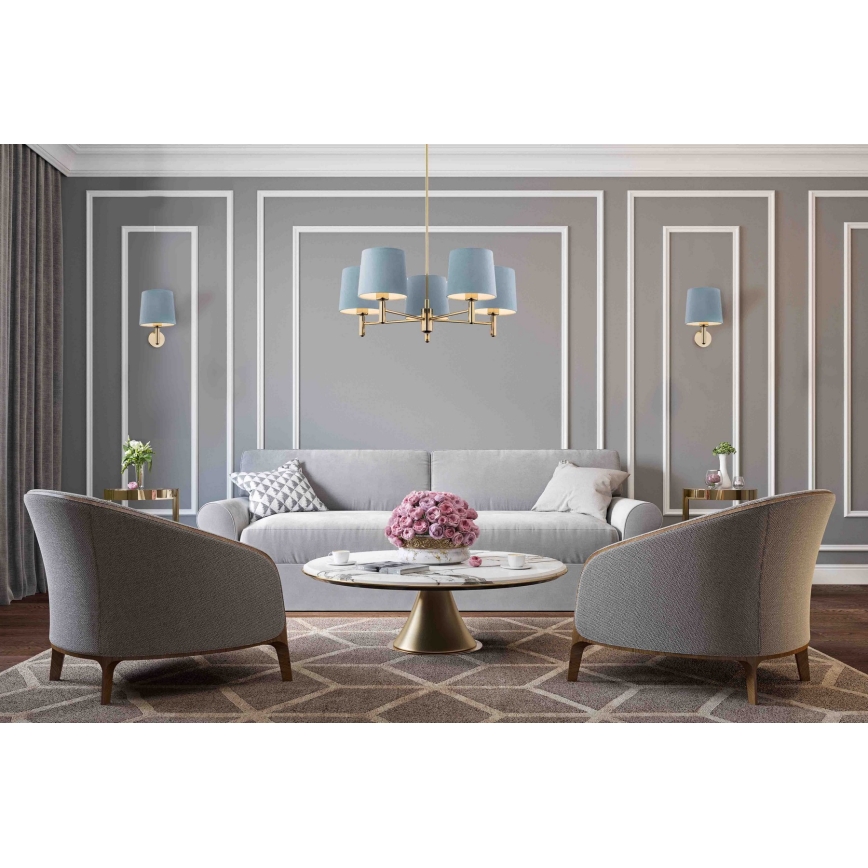 Argon 2089 - Mennyezeti lámpa rúdon PONTE 5xE27/15W/230V réz/rózsaszín