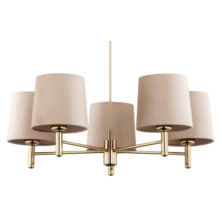 Argon 2105 - Csillár rúdon PONTE 5xE27/15W/230V sárgaréz/bézs