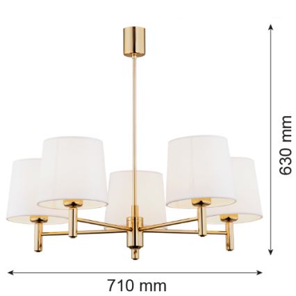 Argon 2106 - Csillár rúdon PONTE 5xE27/15W/230V sárgaréz/krém