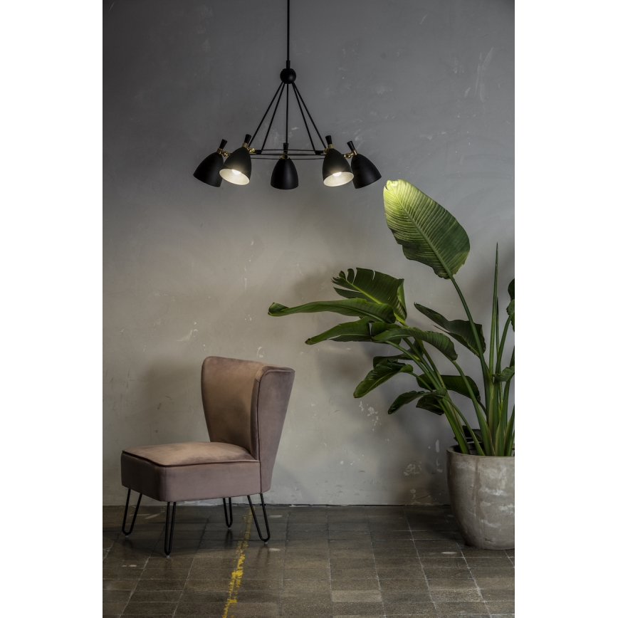 Argon 2117 - Csillár rúdon CHARLOTTE 5xE27/15W/230V fehér/arany