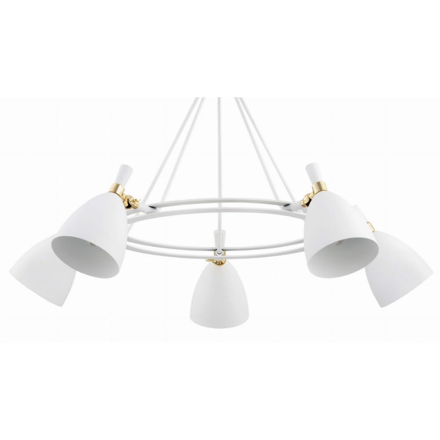 Argon 2117 - Csillár rúdon CHARLOTTE 5xE27/15W/230V fehér/arany