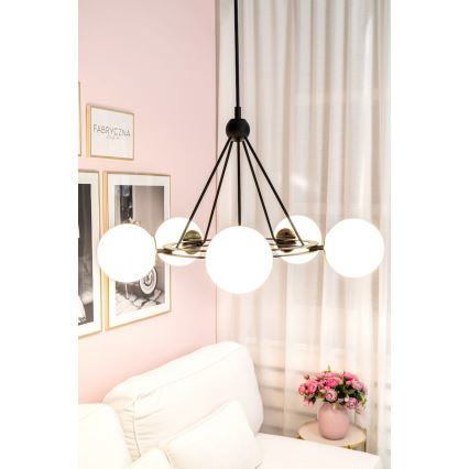 Argon 2119 - Csillár rúdon AMALFI 5xE27/15W/230V fekete/fehér