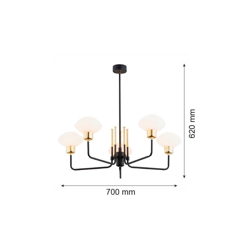 Argon 2128 - Rúdra szerelt RAVELLO csillár 5xE14/15W/230V fekete/arany