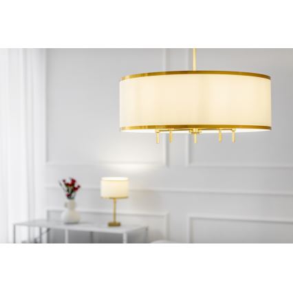 Argon 2132 - Csillár rúdon ABBANO 5xE14/7W/230V sárgaréz/fehér