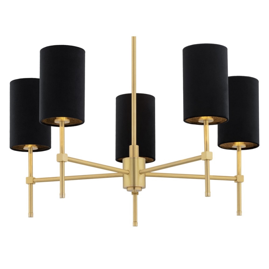 Argon 2135 - Csillár rúdon ABRUZZO 5xE14/7W/230V sárgaréz/fekete