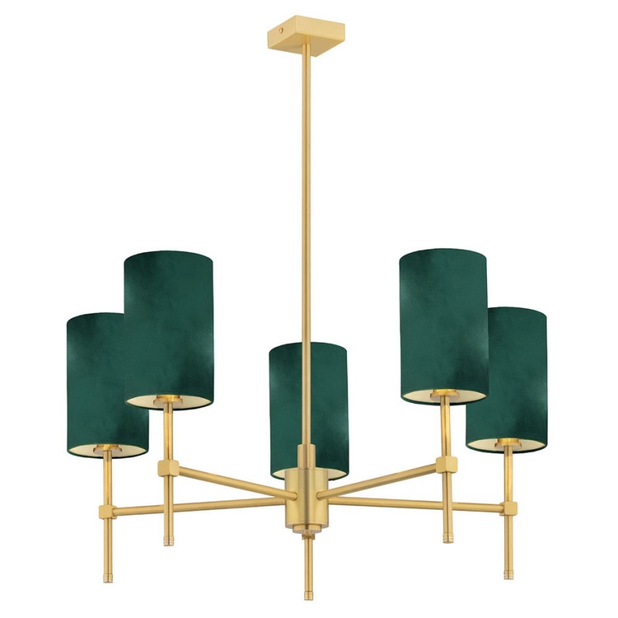 Argon 2147 - Csillár rúdon ABRUZZO 5xE14/7W/230V sárgaréz/zöld