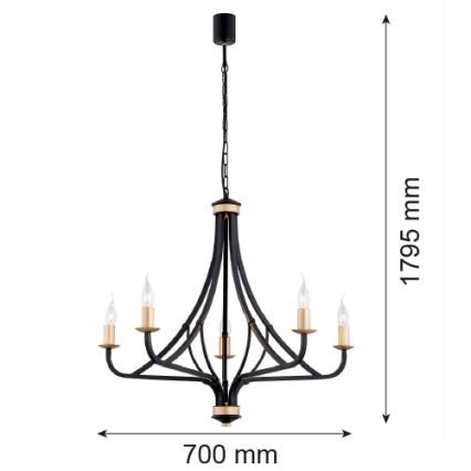 Argon 2171 - Csillár láncon LORENZO 5xE14/7W/230V