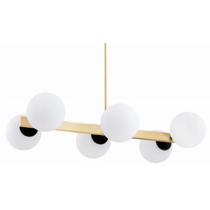 Argon 2549 - Csillár rúdon FREEMONT 6xE27/15W/230V arany/fehér/fekete