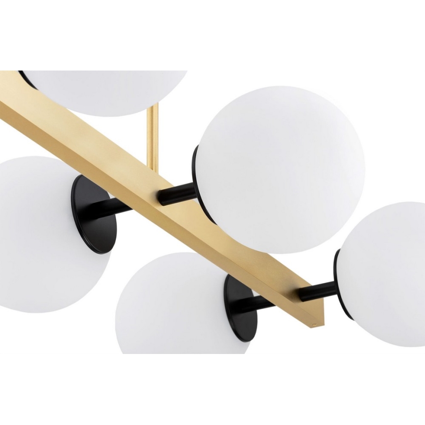 Argon 2549 - Csillár rúdon FREEMONT 6xE27/15W/230V arany/fehér/fekete