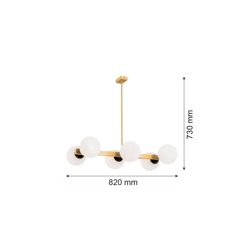 Argon 2549 - Csillár rúdon FREEMONT 6xE27/15W/230V arany/fehér/fekete