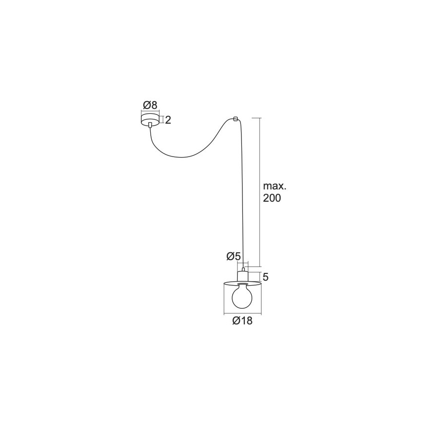 Argon 3835 - Csillár zsinóron CORSO 1xE27/15W/230V fekete