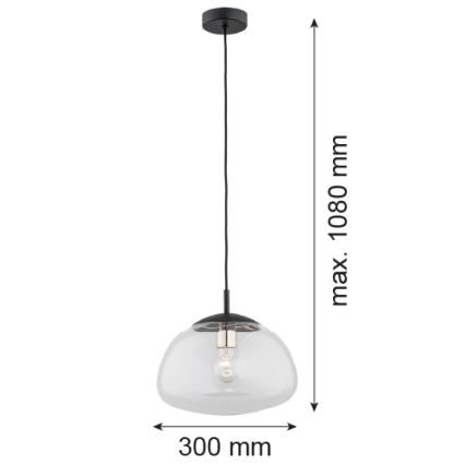 Argon 4332 - Csillár zsinóron TRINI 1xE27/15W/230V d. 30 cm fekete