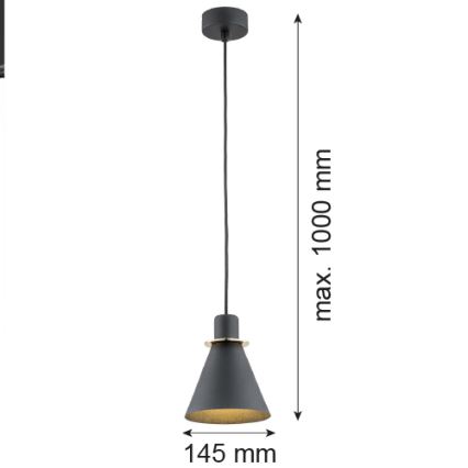 Argon 4687 - Csillár zsinóron BEVERLY 1xE27/15W/230V fekete/arany