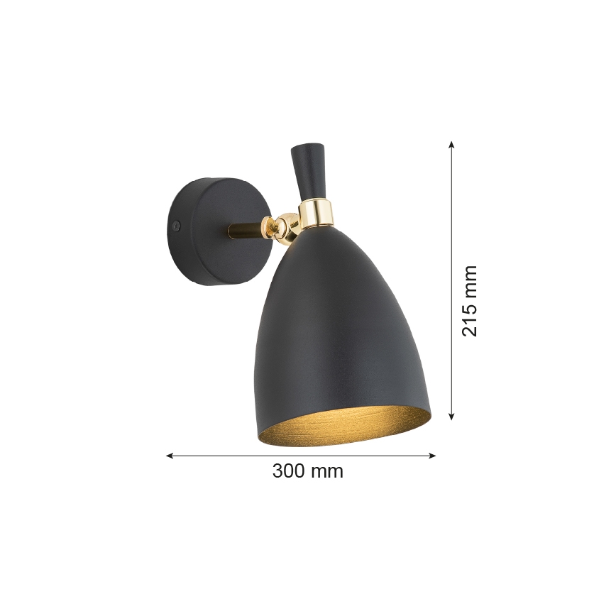 Argon 4701 - Fali lámpa CHARLOTTE 1xE27/15W/230V fekete/arany